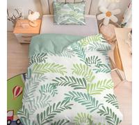 Linfye Housse de Couette 120x150 cm Enfant Feuilles Vert Sauge - Parure de Lit 1 Personne Plantes Naturelles avec Taie d'oreiller 40x60, Sets de Housse Couette en Microfibre Ensemble de Literie