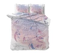 Linfye Housse de Couette 240x260 Adulte Attrape de rêve Rose Parure de Lit 2 Personnes Microfibre Housse de Couette avec Fermeture éclair + 2 Taie d'oreiller 65x65cm