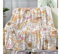 Linfye Plaid Couverture Polaire Flanelle Chat Cartoon 130x150 cm - Plaid Doux et Chaud avec Animaux, Jeté de Canapé, Lit 1 Personne, Bureau - 280 GSM Couverture Epais et Moelleuse - Mignon