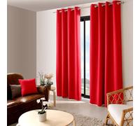 Linfye Rideau Occultant Couleur Unie Rouge Rideaux Occultants Oeillets Rideau Thermique Ombre Isolant Anti Froid Rideaux à Opaque pour Salon Chambre Draperies 140x245, 2 PièCe
