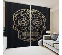 Linfye Rideau Occultant Impression d'or Rideaux Occultants Oeillets Rideau Thermique Ombre Isolant Anti Froid Rideaux à Opaque pour Salon Chambre Draperies 140x260, 2 PièCe