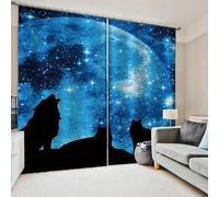 Linfye Rideau Occultant Loup Bleu Rideaux Occultants Oeillets Rideau Thermique Ombre Isolant Anti Froid Rideaux à Opaque pour Salon Chambre Draperies 110x215 2 Pièce