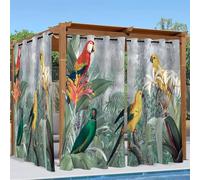 Linfye Rideaux D'extérieur Imperméable, Gris Rideau Exterieur Impermeable Perroquet 3D Rideau pour Pergola Terrasse Cabane Tonnelle Jardin, Rideaux Occultant Thermiques 2 Pièces 132 x 213 cm