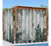 Linfye Rideaux D'extérieur Imperméable, Gris Rideau Exterieur Impermeable Perroquet Rouge Rideau pour Pergola Terrasse Cabane Tonnelle Jardin, Rideaux Occultant Thermiques 2 Pièces 132 x 213 cm