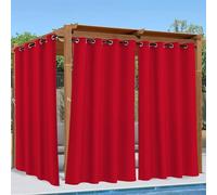 Linfye Rideaux D'extérieur Imperméable, Rouge Rideau Exterieur Impermeable Haute Qualité Rideau pour Pergola Terrasse Cabane Tonnelle Jardin, Rideau Occultant Thermiques 2 Pièces 132 x 240 cm