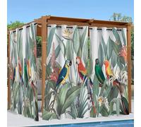 Linfye Rideaux D'extérieur Imperméable, Vert Rideau Exterieur Impermeable Perroquet Rideau pour Pergola Terrasse Cabane Tonnelle Jardin, Rideau Occultant Thermiques 2 Pièces 132 x 240 cm