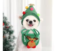 Ling & Bai Costume de Noël 2 pièces pour chien et chat mignon - Chapeau et bavoir - Chapeaux de fête pour le Nouvel An - Costumes amusants pour animaux de compagnie de petite et moyenne taille (vert)