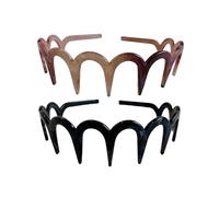 Ling & Bai Lot de 2 bandeaux en zigzag, en forme de U, accessoires de cheveux antidérapants pour femmes et filles (noir + café, taille unique)