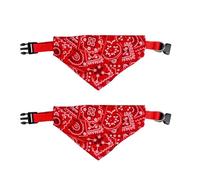 Ling & Bai Lot de 2 colliers bandana réglables de style bohème pour animal de compagnie de petite, moyenne et grande taille (rouge, taille L)