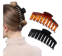 Ling & Bai Lot de 2 grandes pinces à cheveux antidérapantes pour cheveux fins et épais (noir, marron)