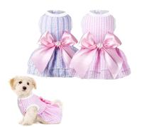 Ling & Bai Lot de 2 robes de princesse mignonnes pour chien, chat, robe d'été pour chiens et chatons avec nœud (rose et violet, taille M)