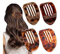 Ling & Bai Lot de 4 pinces à cheveux plates pour femme - Mat - Solide - Design incurvé - Accessoires pour filles - Cheveux épais et fins (jaune, jaune clair, rouge, marron)