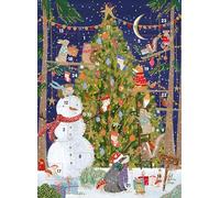 Ling Design Calendrier de l'Avent avec compte à rebours de Noël - 24 portes - Grand format rectangulaire (34,3 x 24,1 cm) Carte cadeau avec enveloppe (Décorer le sapin)
