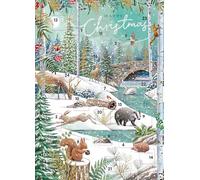 Ling Design Calendrier de l'Avent avec compte à rebours de Noël - 24 portes - Grand rectangle (34,3 x 24,1 cm) Carte cadeau avec enveloppe (Festive Forest Wonderland)