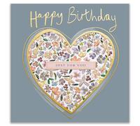 Ling Design Carte de vœux d'anniversaire pour femme - Joli motif floral en forme de cœur - Finition en feuille d'or en relief - Carte de vœux de qualité supérieure avec enveloppe