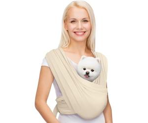 Ling Sac de transport pour chiens de petite taille, orienté vers l'avant, mains libres, taille réglable, réduction des maux de dos, en coton de qualité supérieure, sûr et doux (S-L, beige)