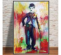 Ling88 - Poster mural, Peinture sur toile, Charlie Chaplin, Caricature, Chambre d'enfant, 50 x 70 cm, Mat, Sans cadre, Polyester, Montage mural, Classique, Indoor, 1 Count