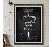 Ling88 Posters,Pot De Café Brevet Affiches Et Estampes, Bialetti Moka Affiche Café Plan, Art Toile Peinture Cuisine Mur Art Décor Noir, Affiches Art Déco_50X70Cm