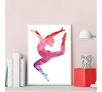 Ling88 Tableau Decoration Murale, Gymnastique Mur Art Toile Affiches Imprime Gymnaste Citation Signe Peinture Coloré Aquarelle Mur Photos Décoration De La Maison pour Les Murs De La Chambre - 50X70Cm