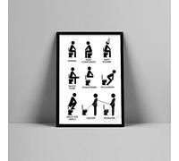 Ling88 Tableau Decoration Murale,Mur Art Toile Peinture Toilettes Règles Signe Nordique Noir Blanc Affiche Imprime Toilette Humour Photos Salle De Bain Décor À La Maison, Affiches Art Déco-50X70Cm