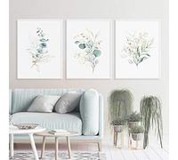 Ling88 Tableau Decoration Murale Salon,Nordique Abstrait Feuilles Vertes Aquarelle Affiches Toile Peinture Mur Art Imprime Image pour Salon Décor Intérieur, Affiches pour Murs De Chambre-30X40Cm