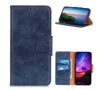 LingDan Étui pour Sony Xperia E5 F3311 (5,5 Pouces) PU Cuir Housse Flip Coque Rétro Crazy Horse Motif avec Built Stand et Magnétique Fermeture Carte Slot Portefeuille Shell de Protection, Bleu
