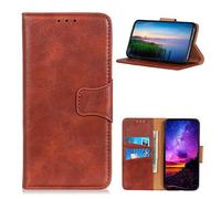 LingDan Étui pour Sony Xperia E5 F3311 (5,5 Pouces) PU Cuir Housse Flip Coque Rétro Crazy Horse Motif avec Built Stand et Magnétique Fermeture Carte Slot Portefeuille Shell de Protection, Brun