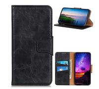 LingDan Étui pour Sony Xperia E5 F3311 (5,5 Pouces) PU Cuir Housse Flip Coque Rétro Crazy Horse Motif avec Built Stand et Magnétique Fermeture Carte Slot Portefeuille Shell de Protection, Noir