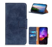 LingDan Étui pour Sony Xperia XZ3 (6,0 Pouces) PU Cuir Housse Flip Coque Rétro Crazy Horse Motif avec Built Stand et Magnétique Fermeture Carte Slot Portefeuille Shell de Protection, Bleu