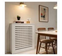 LINGDSWULING Anthracite Décorative Robuste Murale Meuble De Rangement Traditionnel Habillage Placard Rabattable Grille À Lattes Horizontales avec Tiroirs(90x70x15cm(35x28x6in))