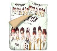 Linge De Lit , BTS Literie Ensemble 3 Pièces, Couverture De Couette BTS avec Jin, Rapmonster, J-Hope, Suga 140x200cm[6040]