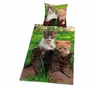 Linge De Lit Chats Dans Une Chaussure 2 Pièces Chaton 135x200 Cm (80x80 Cm)
