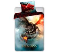 Linge de lit - Dragons - 140x200 cm - 100% coton - Multicolore - 2 pièces
