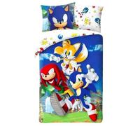 Linge de lit enfant - HALANTEX - Sonic le hérisson - 140×200 cm + 70×90 cm - 100% coton - Bleu