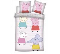 Parure de Lit Peppa Pig 100% Coton - Housse de Couette Rose Lignée 100x135 cm + Taie d'oreiller 40x60 cm