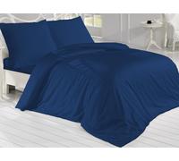 Linge de lit français en coton satiné bleu foncé - 240x200, 70x90 cm