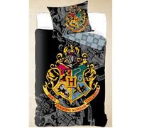 Linge de lit - Harry Potter - 140x200 cm - 100% coton - Noir et jaune - Housse et taie incluses
