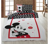 Linge De Lit Mickey En Amour Blanc Rouge 135 X 200 Cm, 80 X 80 Cm