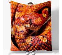 Linge de Lit Plaid Flanelle 100 x 130 cm, Orange Couverture Moelleuse et Chaude, Photographie Animalière Serpent des Blés Plaid Sherpa Confortable, Couverture Facile d'entretien pour Canapé et Lit