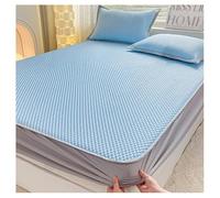 Linge De Lit Rafraîchissant avec 2 Taies d'oreiller, Surmatelas Rafraîchissant pour Lit Simple, Lit Double, Lit King, Matelas De Couchage Rafraîchissant Portatif(Size:180×200cm,Color:Bleu-b)