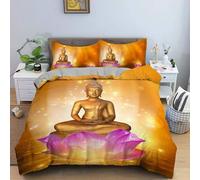 Linge De Lit Statue De Bouddha Xcm Pi¿¿Ces Housse De Couette Microfibre Confortable Ensemble De Chambre ¿¿ Coucher Lit Imprim¿¿ Taies D'oreiller