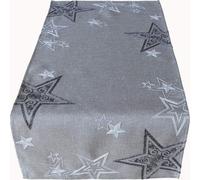 Linge de table nappe centrale broderie étoiles 85 x 85 cm - gris foncé