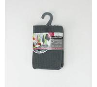Linge Décor 1790125 Lot de 3 Torchons 2 Unis/1 Rayé Cuistot Coton Anthracite 40 x 40 cm