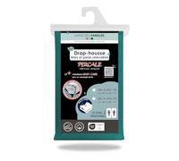 Linge des Familles - Drap Housse 2x80x200 pour Lit Articulé 160x200 TPR - 100% Coton Percale - Bleu Canard - Grand Bonnet 30 cm - Elastique Tout Autour - Oeko-TEX® Standard 100 - Made in Europe