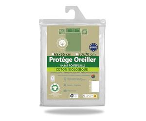 Linge des Familles - Protège Oreiller Coton Bio 50x70 cm - Housse Oreiller Certifiée GOTS - 100% Coton Absorbant - Hypoallergénique - Label Oeko-TEX® Standard 100 - Made in Europe