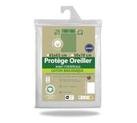 Linge des Familles - Protège Oreiller Coton Bio 65x65 cm - Housse Oreiller Certifiée GOTS - 100% Coton Absorbant - Hypoallergénique - Label Oeko-TEX® Standard 100 - Made in Europe