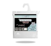 Linge des Familles - Taie d'oreiller 50x70 cm - 100% Coton Percale - Blanc - Housse de Coussin à Rabat - Label Oeko-TEX® Standard 100 - Fabriquée en Europe