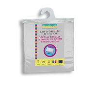 Linge des Familles - Taie d'oreiller Extensible 40x60 cm - Housse pour Oreiller Mémoire de Forme - Jersey 100% Coton Peigné - Argent - Label Oeko-TEX® Standard 100 - Made in Europe