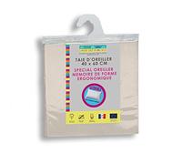 Linge des Familles - Taie d'oreiller Extensible 40x60 cm - Housse pour Oreiller Mémoire de Forme - Jersey 100% Coton Peigné - Sable - Label Oeko-TEX® Standard 100 - Made in Europe