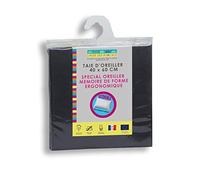 Linge des Familles - Taie d'oreiller Extensible 40x60 cm - Housse pour Oreiller Mémoire de Forme - Jersey 100% Coton Peigné - Gris Foncé - Label Oeko-TEX® Standard 100 - Made in Europe
